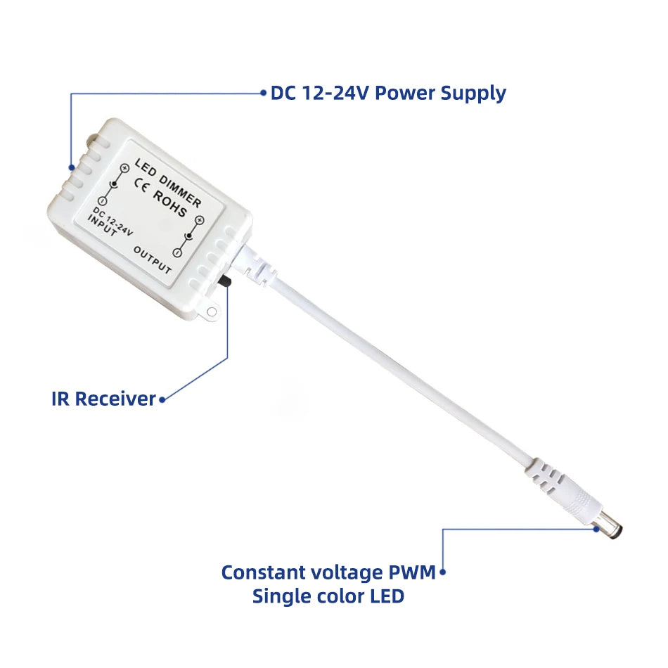 contrôleur led 23 boutons rf sans fil 12v 24v 6a 104 modes gradation 256