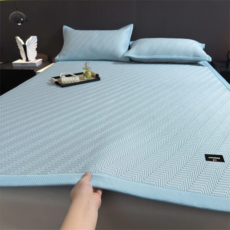 matelas rafraîchissant bleu rayures diagonales tissu pe anti bactéries air perméable lit simple double