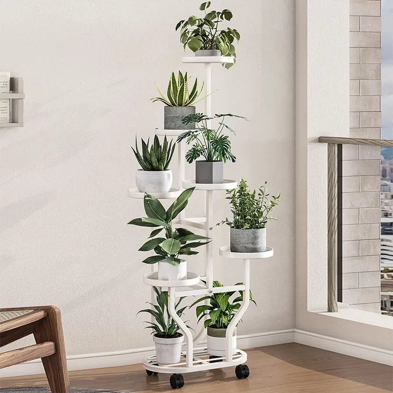 meuble fleurs or blanc moderne niveaux roulettes métal assemblageintérieur plante pots