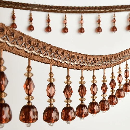ruban brodé pendantes bleu marron beige rose doré élégant semi transparent rideau décoration maison