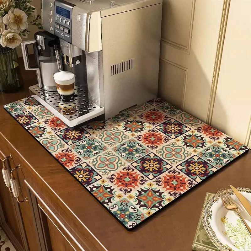 tapis cuisine multicolore carreaux géométriques moderne absorbant rapide séchage respectueux environnement 40x60cm 40x80cm
