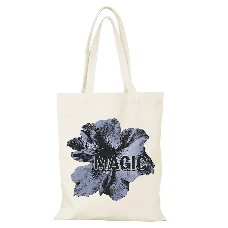 sac tissu fleur stylisée motifs graphiques sacs provisions femmes dimensions 35x40cm tote bag décontracté