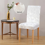 housse chaise velours moderne élégante mariage salle manger beige élastique polyester