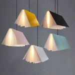 Suspension lumineuse moderne métal noir bleu papier plié origami 25cm 30cm chambre salon étude