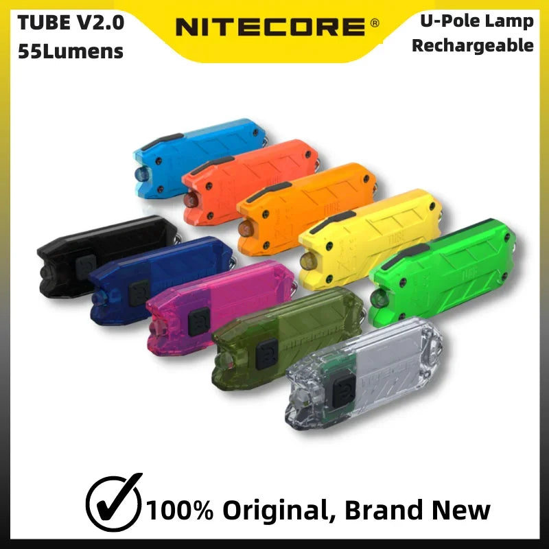 lampe torche rechargeable moderne compact noir bleu translucide vert orange rose anneau clé câble