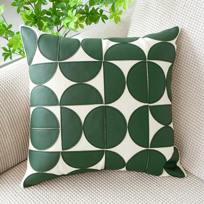 taies d'oreiller patchwork carreaux écossais moderne vert foncé blanc maison adhésif coussin polyester respectueux