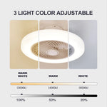 ventilateur moderne blanc led télécommande grille ventilation 52cm silencieux invisible chambre