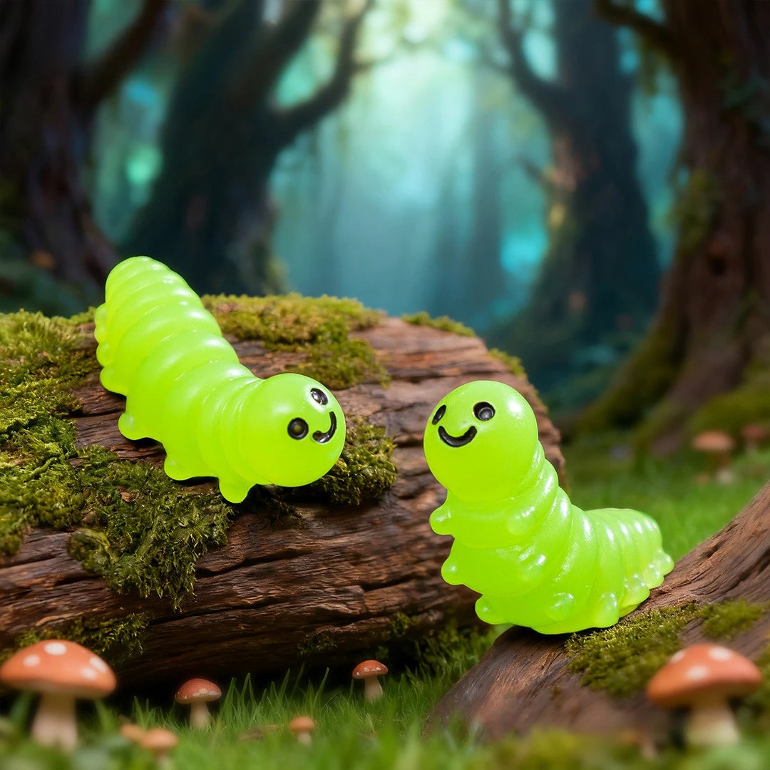 jouets résine vers souriants animaux miniature vert bricolage décoration jardin féerique pastorale