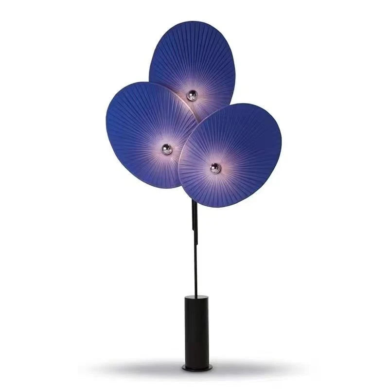 lampe sol moderne rouge bleu rayures horizontales base solide interrupteur led métal