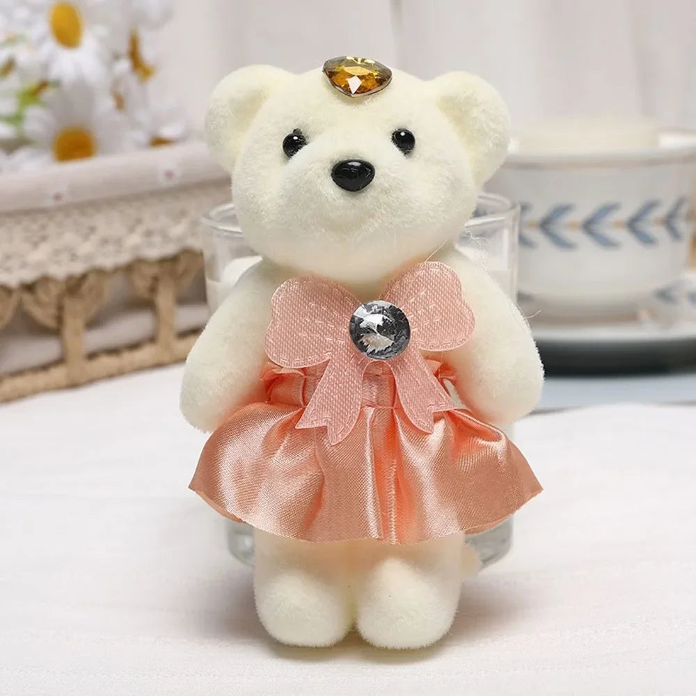ours peluche blanc doux velouté rubans strass coeurs couronne dorée décoration anniversaire mariage