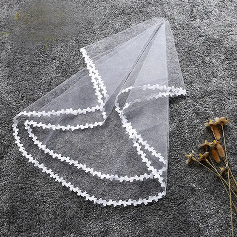 voile mariée deux couches blanche classique élégante tulle épaules clips transparent légèrement opaque finement