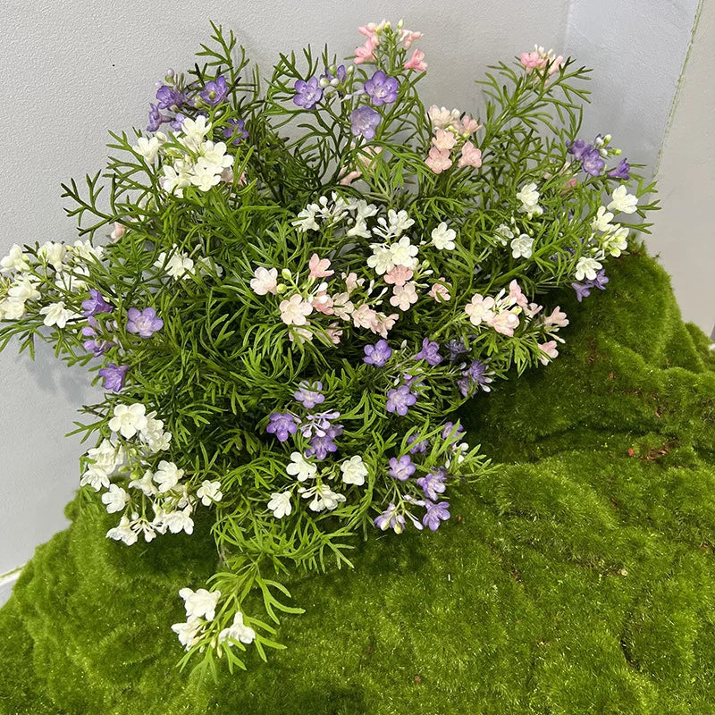 bouquet fleurs artificielles decoration maison mariage anniversaire vert jaune blanc bleu rose