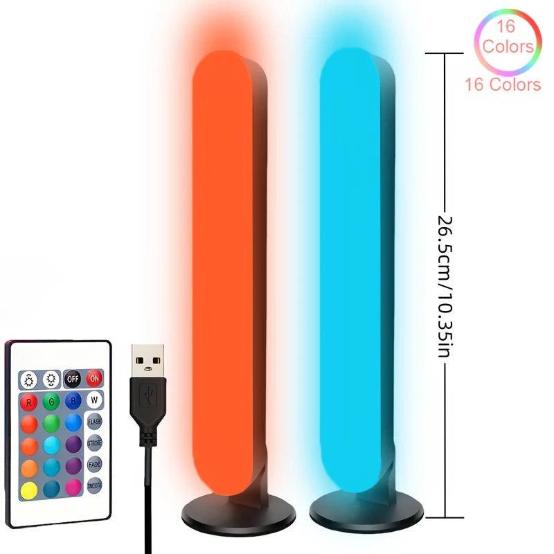 lampe led moderne violet orange bleu blanc rectangulaire lisse usb télécommande adhésif 3m