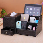 boîte rangement multifonctionnelle cuir moderne réutilisable télécommande tablette smartphone bijoux parfum montre