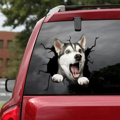 Sticker décoratif pour vitre de voiture avec motif chien en PVC bleu marine