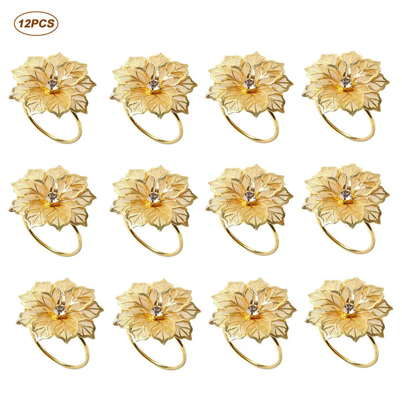 bagues dorées fleurs diamants simulés élégantes modernes anneau ajustable set pièces