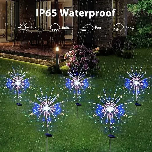 lampe solaire multicolore feux dartifice fleurs extérieure halloween noel moderne