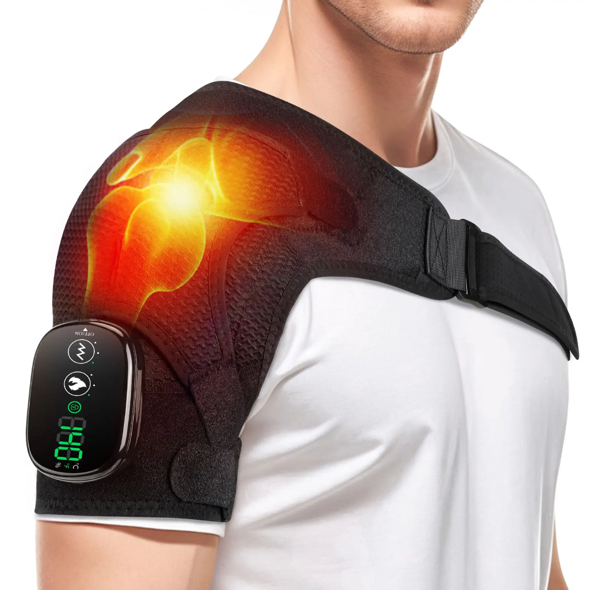 masseur électrique dos épaules vibration ceinture ajustable batterie affichage numérique contrôle température vitesse gris