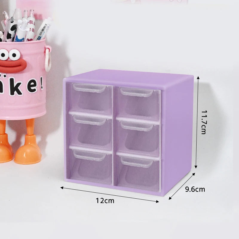 boîtes rangement tiroirs transparentes violet rose blanc organisation pratique moderne