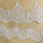 dentelle fleurs franges broderie fine blanc opaque 18cm largeur écolo tissu maille decoration