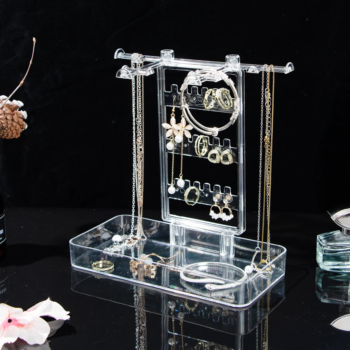 présentoir bijoux moderne transparent haute capacité rangement boucles oreilles bracelets colliers anneaux assemblage facile