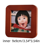 cadre photo moderne 9x9cm marron blanc bois carré arrondi enfant déco maison minimaliste