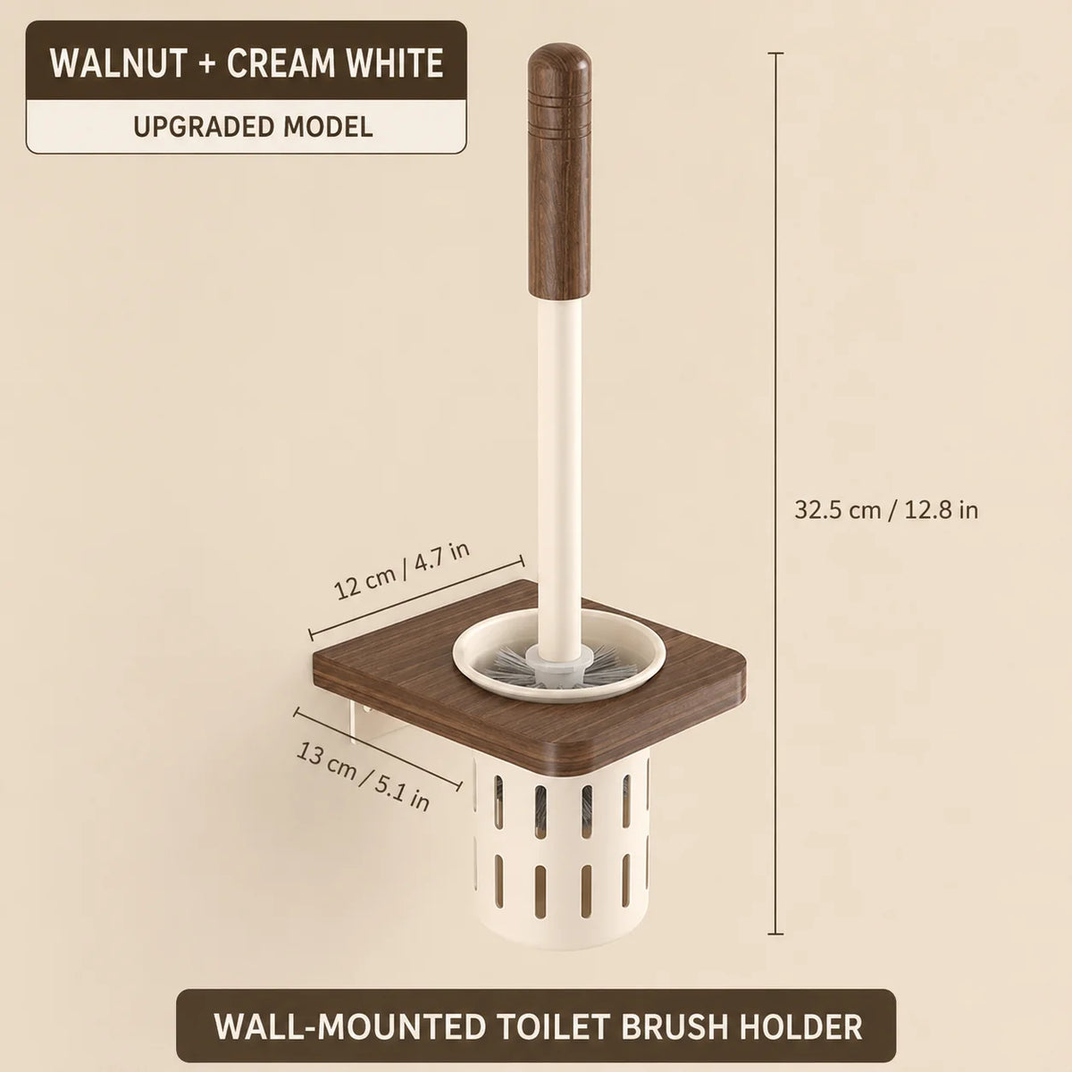 brosse wc bois marron clair support mural blanc moderne rangement ventilé minimaliste