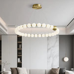 suspension lumineuse moderne boules translucides blanc doré pendentif chaînes lumière led flux lumineux haute