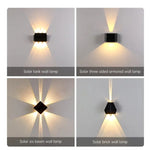 Détail de l'applique murale solaire avec panneau intégré et éclairage LED