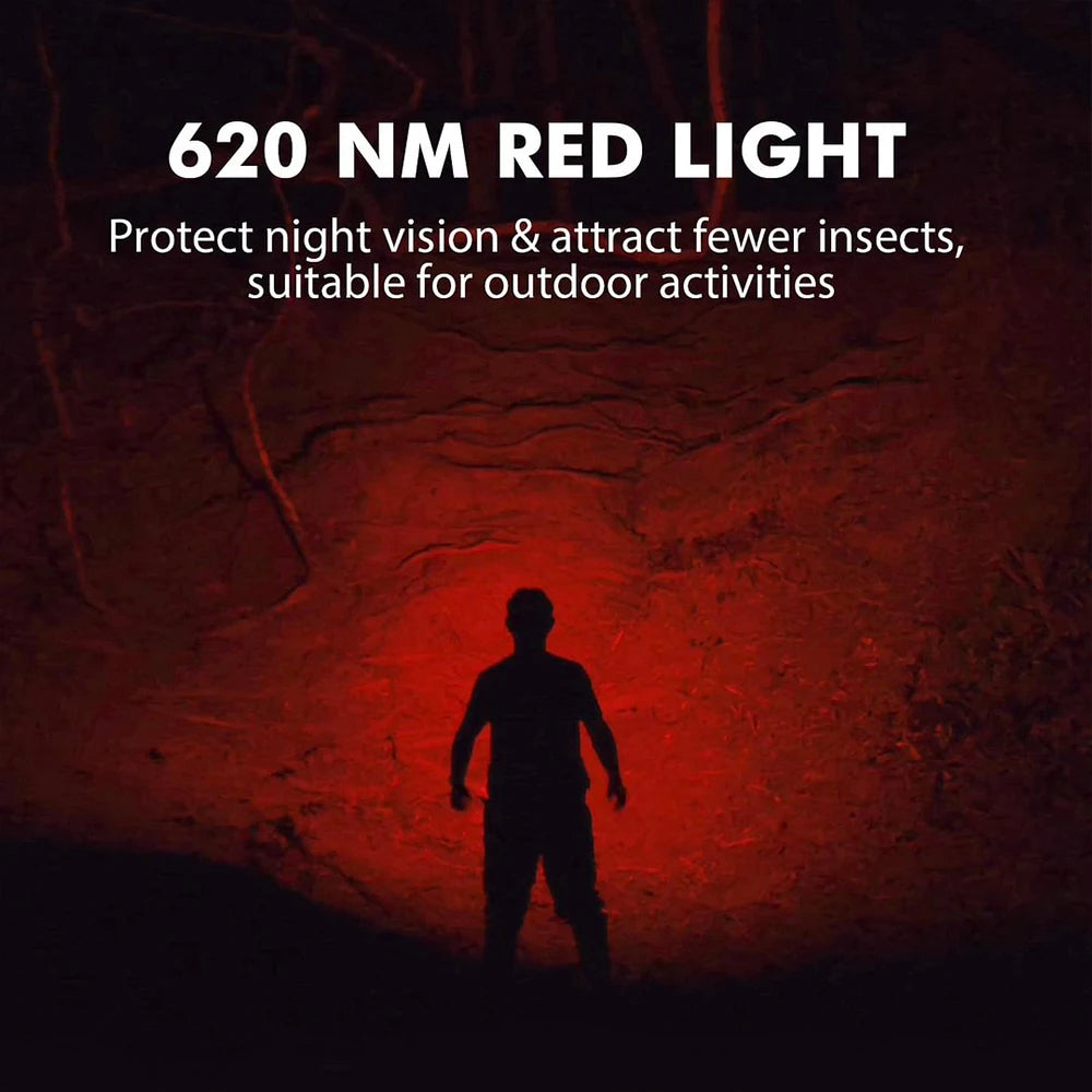 lampe frontale led rechargeable 2000lm ip65 noir rouge ceinture ajustable