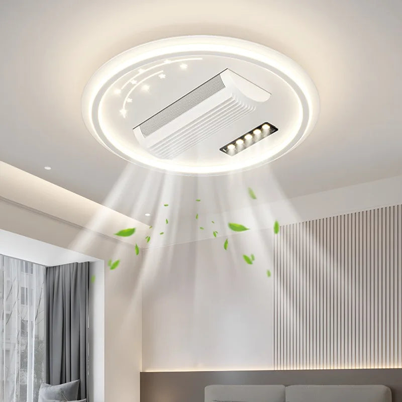 lampe led moderne télécommande ventilateur blanc grille leds chambre salon lumière blanche