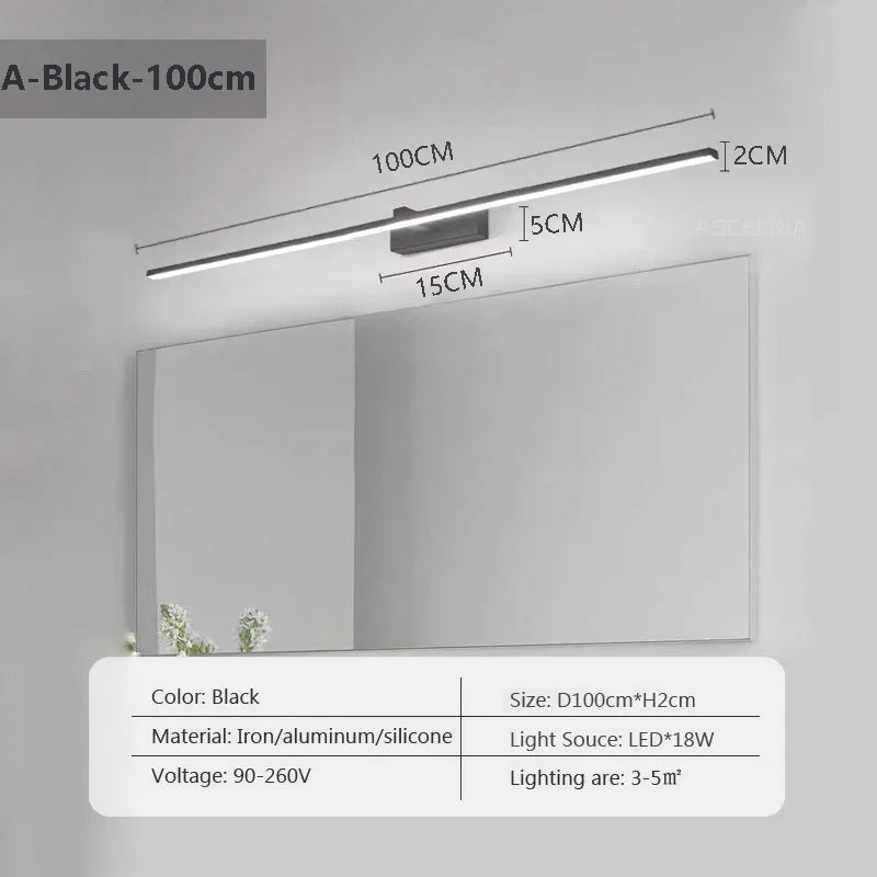 lampe murale moderne miroir intégré éclairage cuisine salle bain led 40 60 80 100cm