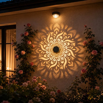 lampe solaire décorative moderne ornements floraux noir auto extérieure mandala pattern led ip65