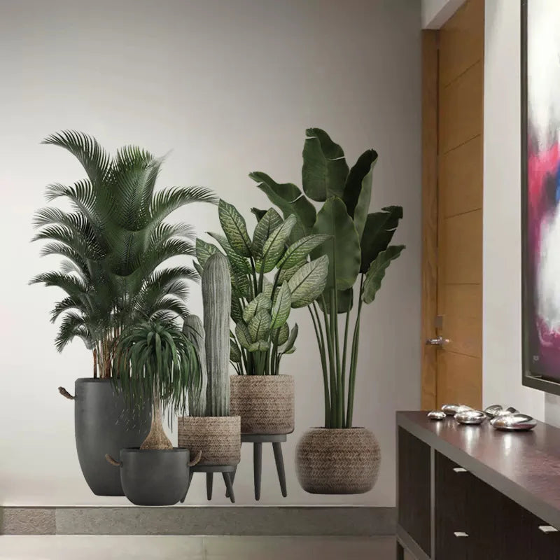sticker mural plante verte pot naturel minimaliste deco chambre salon pieces