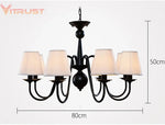 lustre fer noir classique abat jour blancs interrupteur bouton verre dépoli