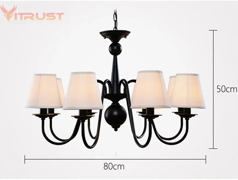 lustre fer noir classique abat jour blancs interrupteur bouton verre dépoli
