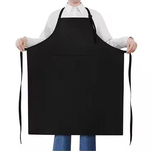 tablier cuisine polyester noir classique poche avant ceinture arrière femmes hommes