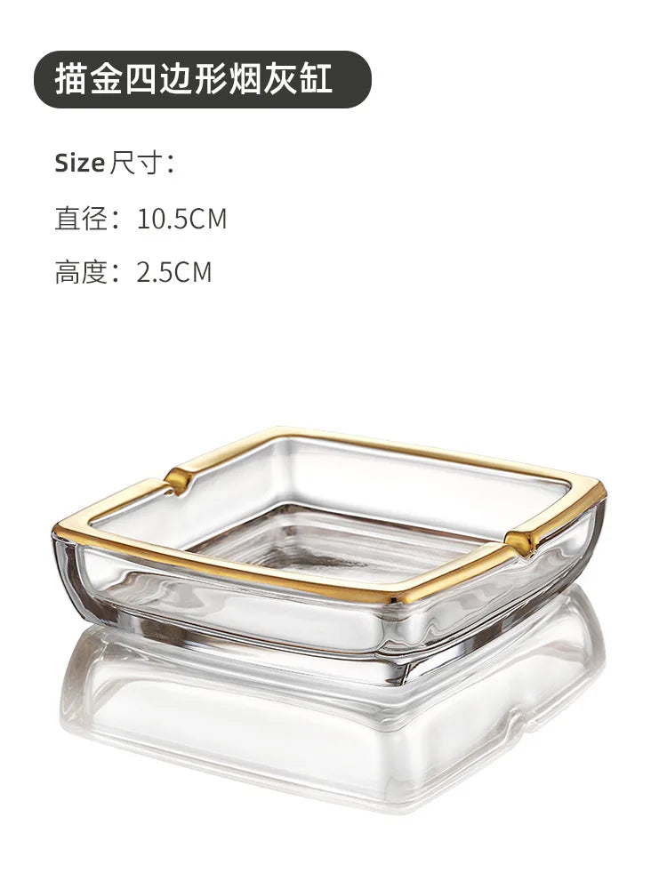 cendrier transparent porcelaine bordure dorée moderne élégant salon