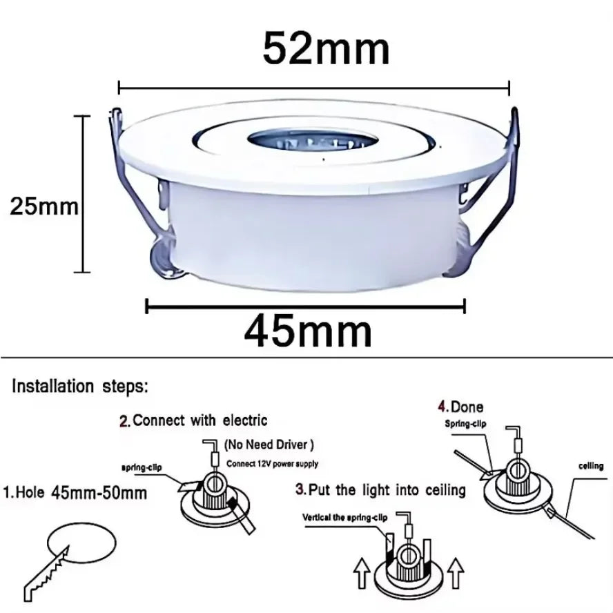 Spot LED Downlights 12V Blanc Noir Doré Argenté Clips Modernes Minimalistes Puces LED COB