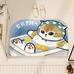 tapis bain dessin animé chats baignoire canards bulles coquillages bleu jaune rose