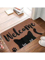 tapis d'entrée moderne chat noir bienvenue antidérapant salon bain extérieur 30x50cm 40x60cm
