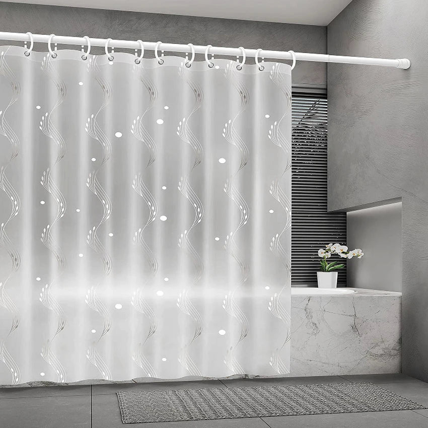 rideau douche transparent moderne lune étoiles points ondulés 180x180cm 180x200cm