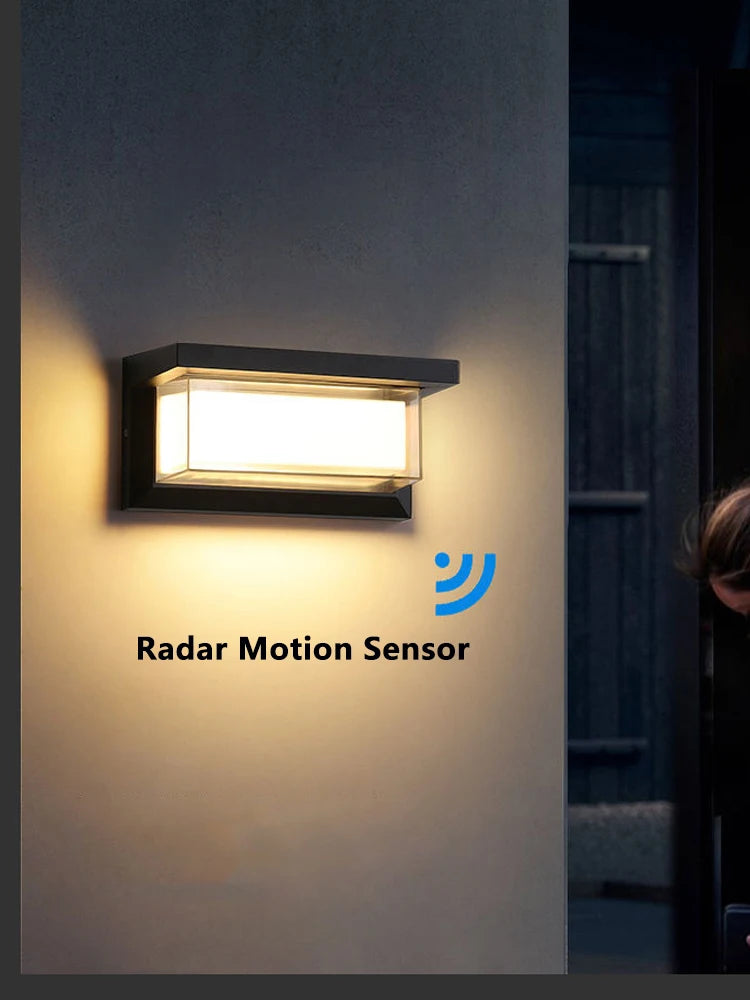lampe murale led motion sensor extérieure noir moderne étanche ip65 20w