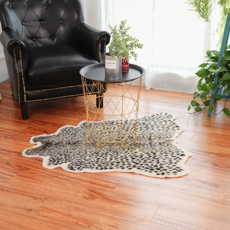 tapis léopard gris noir moderne daim intérieur salon chambre adhésif