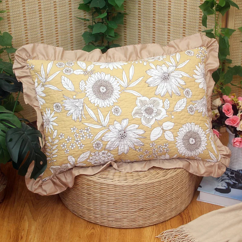 taies d'oreiller coton motif floral blanc vintage animaux campagnard imprimées douces qualitative