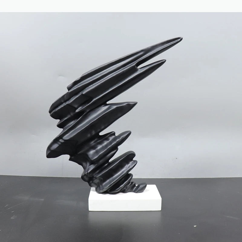 sculpture abstraite moderne forme ondulée noir blanc surface lisse décoration intérieure contemporain chambre