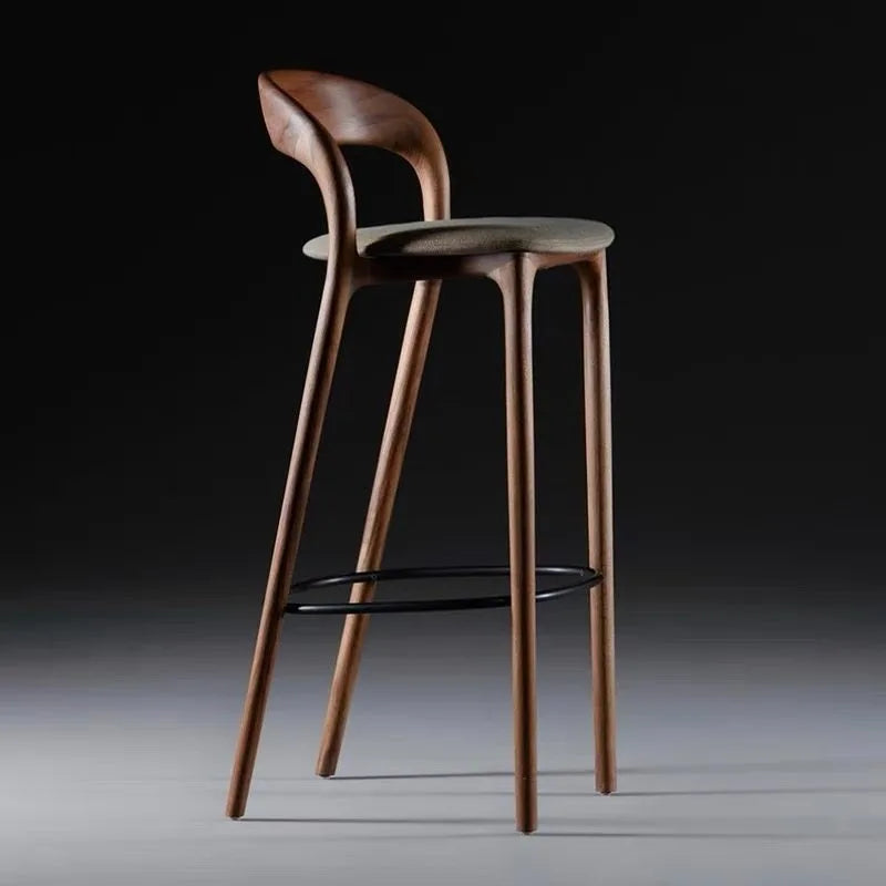 tabouret bar bois moderne minimaliste tissu gris assise confortable pieds