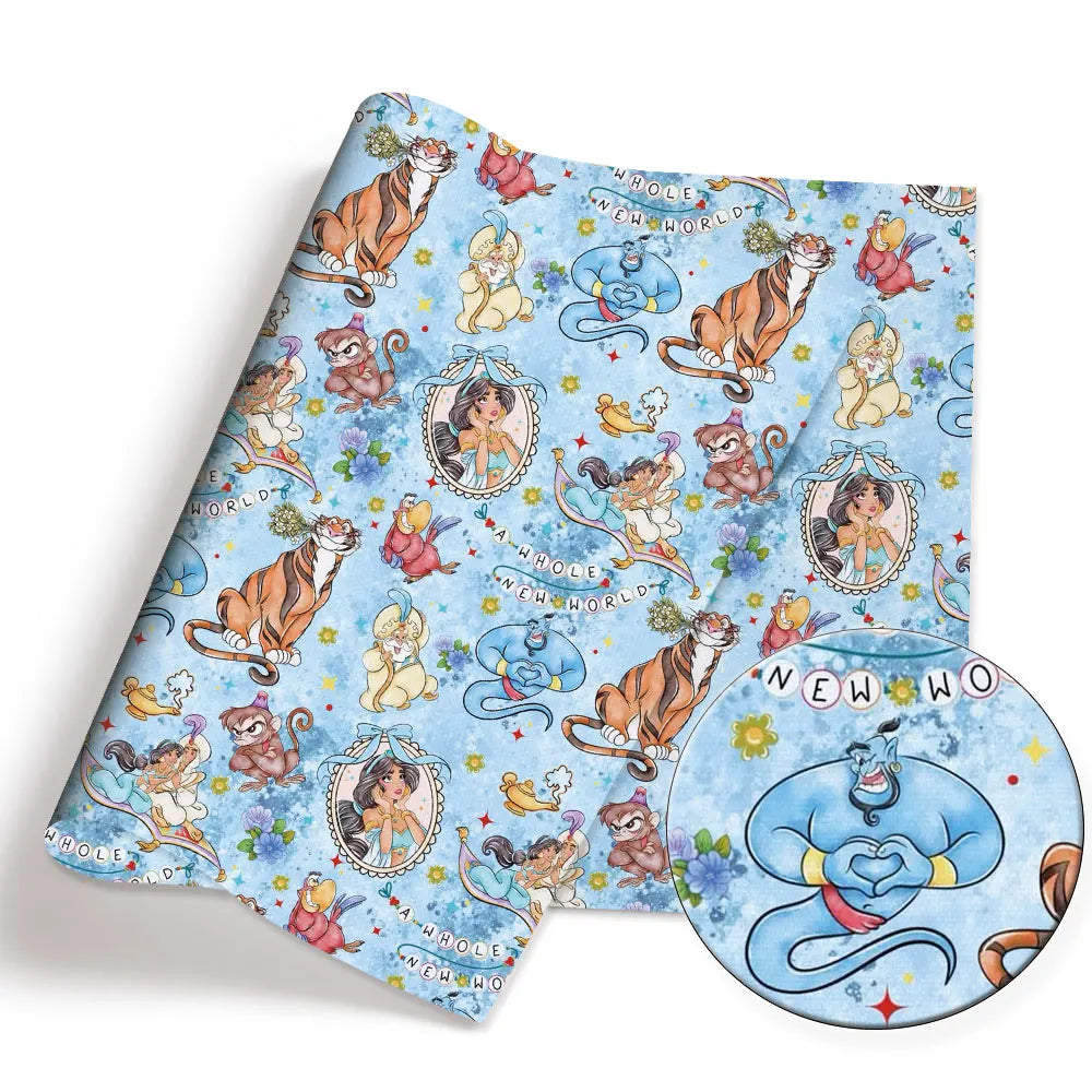 tissu coton disney personnages patchwork rose bleu clair enfants bricolage couture 140x50cm