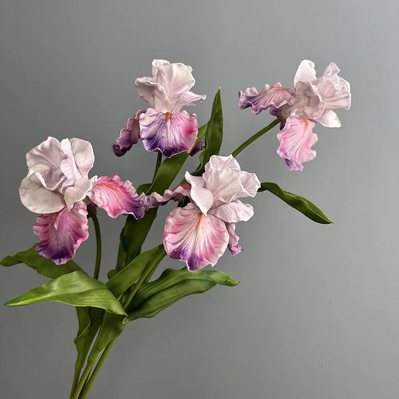 bouquet fleurs artificielles iris violet rose jaune blanc moderne decoration mariage anniversaireintérieur