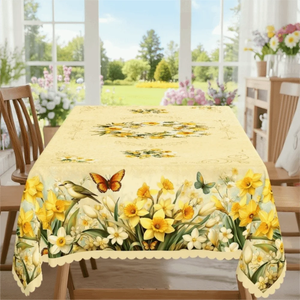 nappe table fleurs tournesols papillons motifs géométriques classique polyester festive